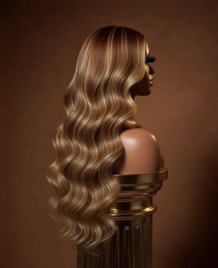 Chocolate Swirl Wave Highlights HD Lace Frontal Wig
